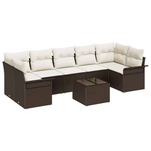 Vrtna garnitura - 8-dijelni set vrtnih sofa s jastucima smeđi poli ratan Cijena