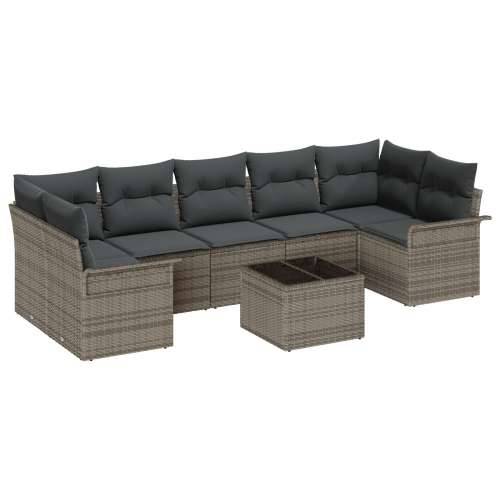 8-dijelni Vrtni Sofa Set s Jastucima Sivi Poly Rattan Cijena