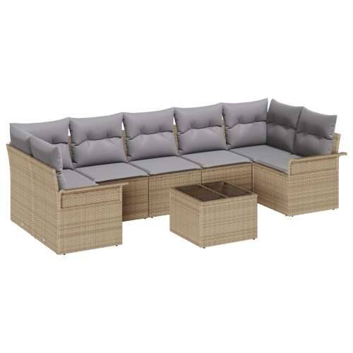 Vrtna garnitura - 8-dijelni set vrtnih sofa s jastučićima bež poliratan Cijena
