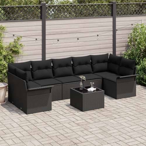 Set od 8 dijelova vrtnih sofa s jastučićima crni poli rattan Cijena