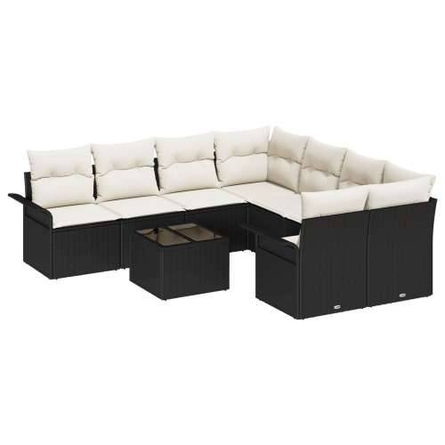 9 Komad Vrtni Sofa Set s Jastučićima Crni Poli Ratan Cijena