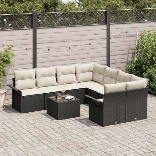 9 Komad Vrtni Sofa Set s Jastučićima Crni Poli Ratan Cijena