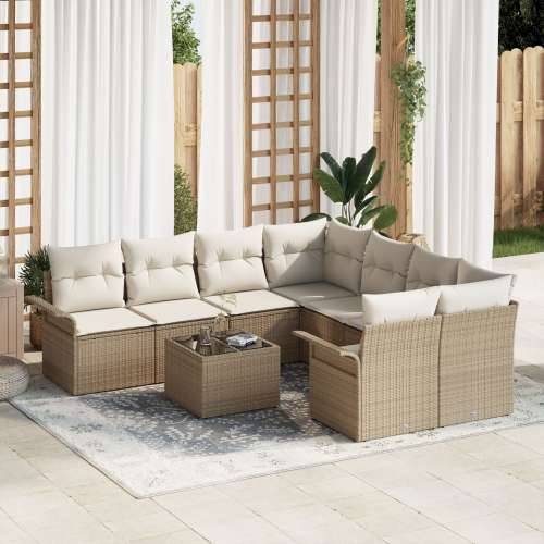 set od 9 vrtnih sofa s jastucima bež poli ratan Cijena