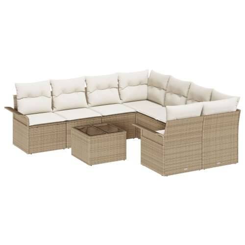 set od 9 vrtnih sofa s jastucima bež poli ratan Cijena