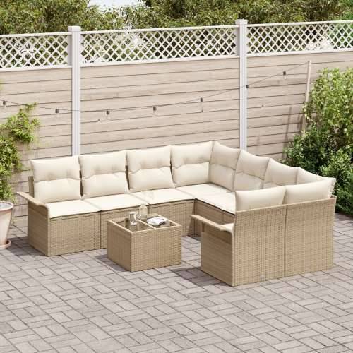 set od 9 vrtnih sofa s jastucima bež poli ratan Cijena