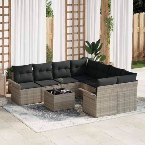 Set vrtnih sofa od 9 s jastučićima, svijetlo siva, poly rattan Cijena