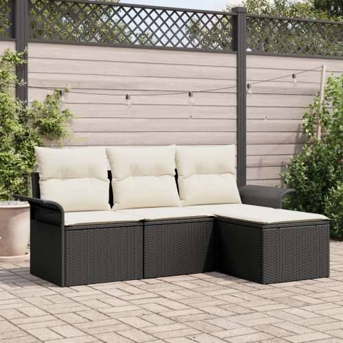 4-djelna vrtna sofa set s jastučićima crna Poly Ratan Cijena