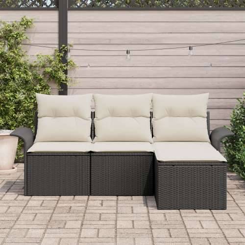 4-djelna vrtna sofa set s jastučićima crna Poly Ratan Cijena