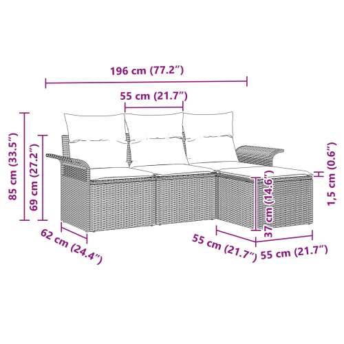 4-djelna vrtna sofa set s jastučićima crna Poly Ratan Cijena