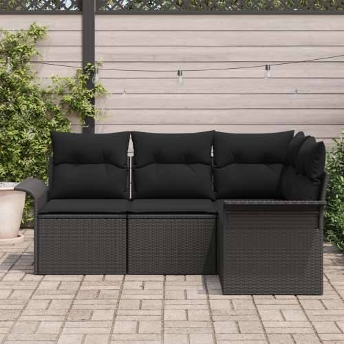 4-dijelni set vrtnih kauča s jastučićima Crni Poly Rattan Cijena