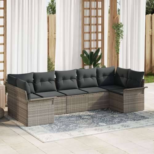 Set od 7 baštenskih sofa s jastučićima svjetlosivi poli ratan Cijena
