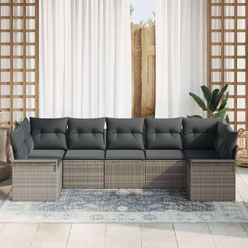 Set od 7 baštenskih sofa s jastučićima svjetlosivi poli ratan Cijena