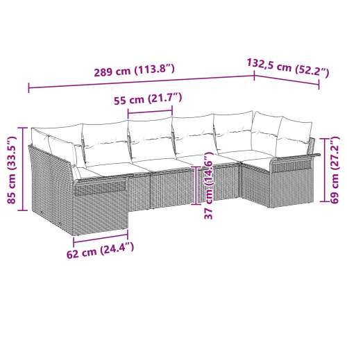 Set od 7 baštenskih sofa s jastučićima svjetlosivi poli ratan Cijena