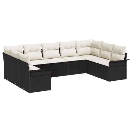 Set vrtnog kauča od 9 dijelova s jastučićima Crni Poly Rattan Cijena
