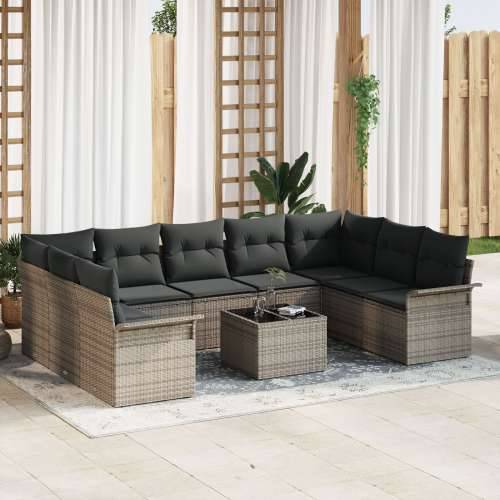 9-dijelni set sofa za vrt s jastučićima crni poli ratan Cijena