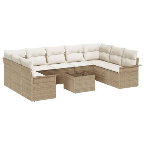 Set od 10 komada vrtnih sofa s jastučićima smeđi poli ratan Cijena