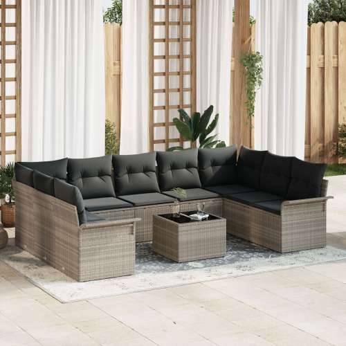 10 dijelna vrtna sofa set s jastučićima sivi poli ratan Cijena