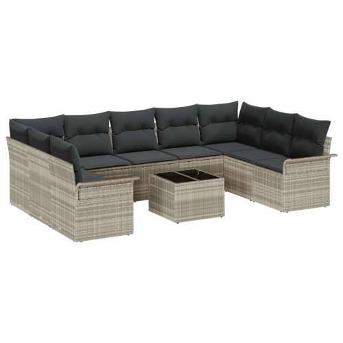 10 dijelna vrtna sofa set s jastučićima sivi poli ratan Cijena