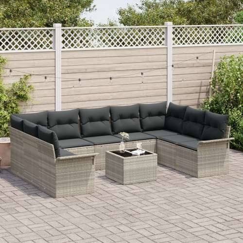 10 dijelna vrtna sofa set s jastučićima sivi poli ratan Cijena