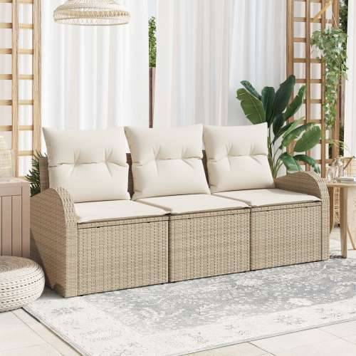 Set od 3 vrtnh sofa s jastučićima bež poli ratan Cijena
