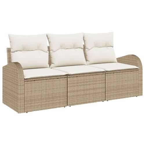 Set od 3 vrtnh sofa s jastučićima bež poli ratan Cijena