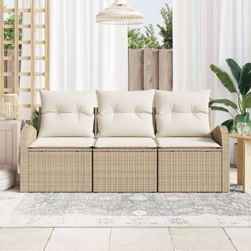 Set od 3 vrtnh sofa s jastučićima bež poli ratan Cijena
