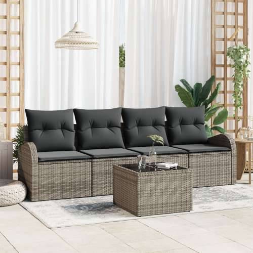 Set od 5 vrtnih sofa s jastucima sivo poli ratan Cijena