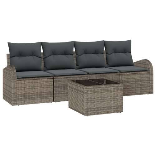 Set od 5 vrtnih sofa s jastucima sivo poli ratan Cijena