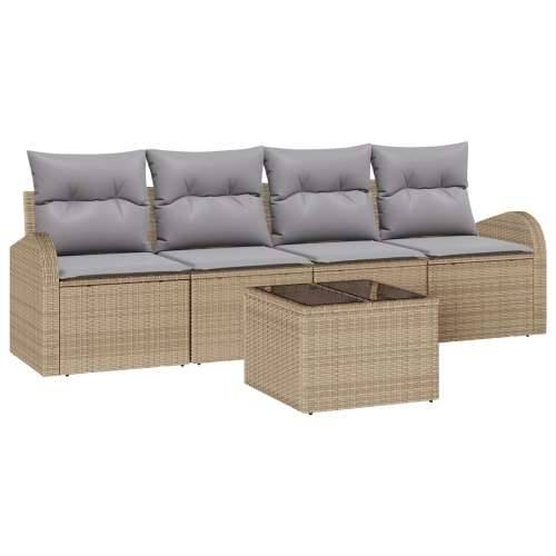 set vrtnih sofa od 5 dijelova s jastucima Bež Poly Ratan Cijena