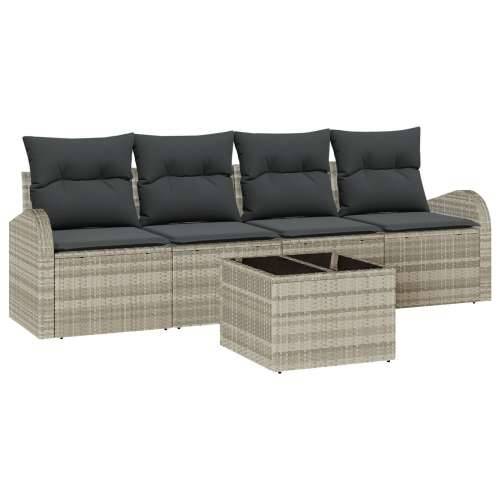 5 komada set za vrtnu sofu s jastucima svijetlo siva poly rattan Cijena