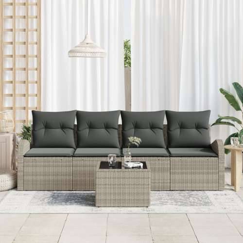 5 komada set za vrtnu sofu s jastucima svijetlo siva poly rattan Cijena
