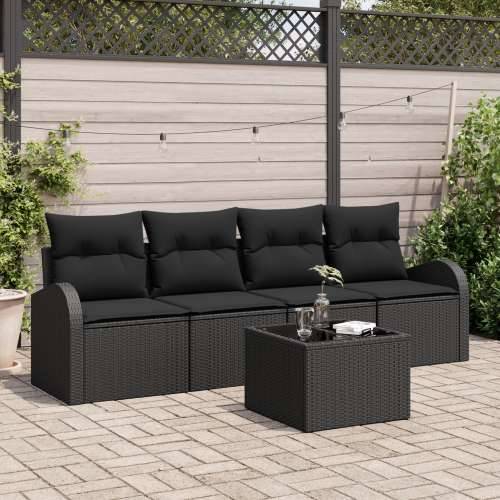set vrtnog namještaja od 5 komada s jastučićima Crna poly rattan Cijena