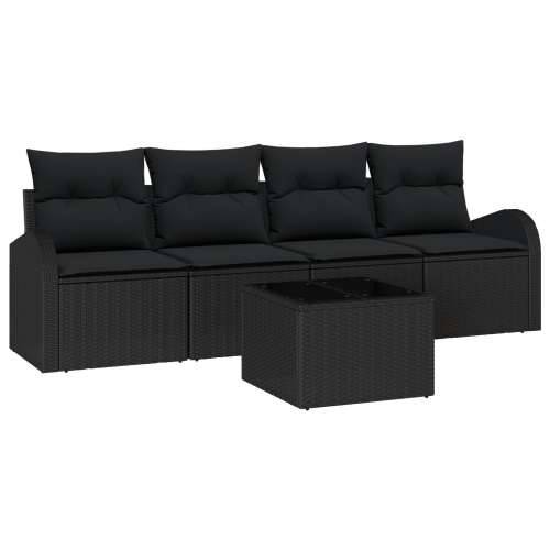 set vrtnog namještaja od 5 komada s jastučićima Crna poly rattan Cijena