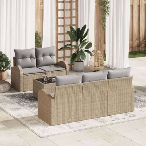 6-dijelni vrtni sofa set s jastučićima bež poli ratan Cijena