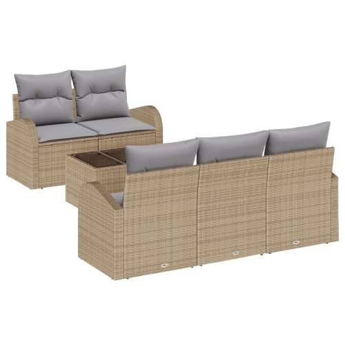 6-dijelni vrtni sofa set s jastučićima bež poli ratan Cijena