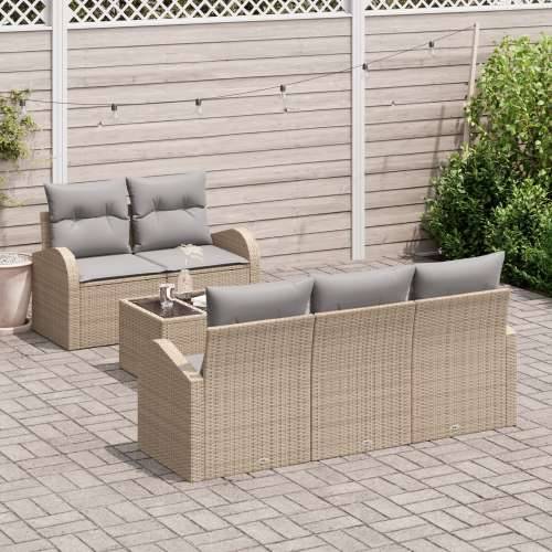 6-dijelni vrtni sofa set s jastučićima bež poli ratan Cijena