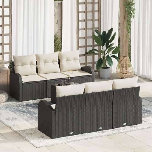 7-dijelni vrtni sofa set sa jastucom crni poli ratan Cijena