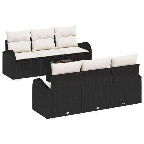 7-dijelni vrtni sofa set sa jastucom crni poli ratan Cijena