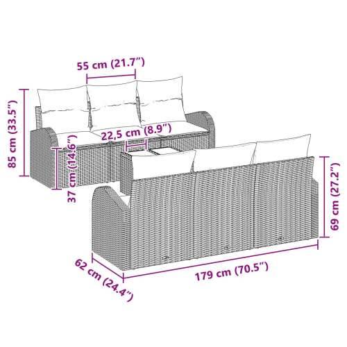 set od 7 dijelova vrtnih sofa s jastučićima bež poli rattan Cijena