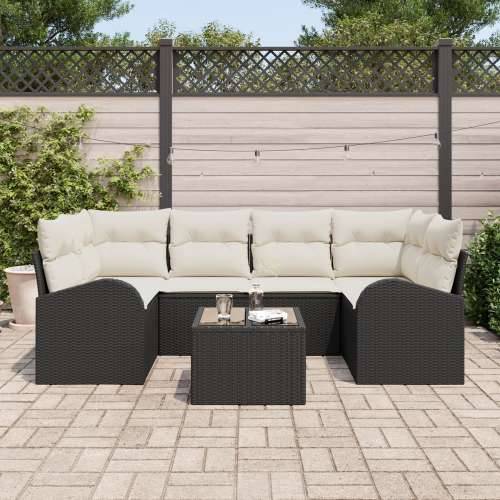 7-dijelni Vrtni Sofa Set s Jastučićima Crni Poliratan Cijena