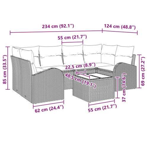 7-dijelni Vrtni Sofa Set s Jastučićima Crni Poliratan Cijena