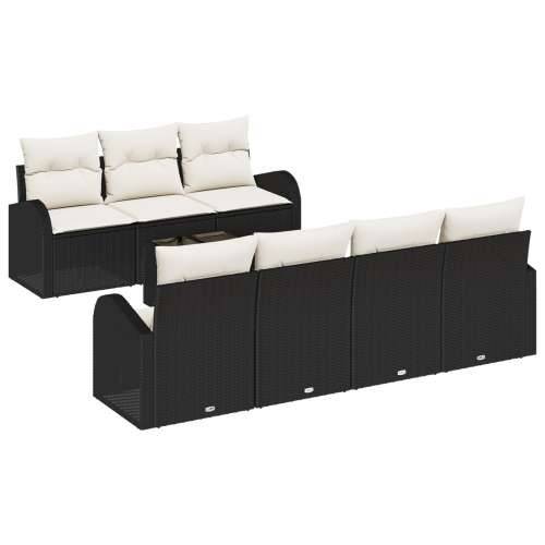 8-dijelni vrtni sofa set s jastučićima crna poli ratan Cijena