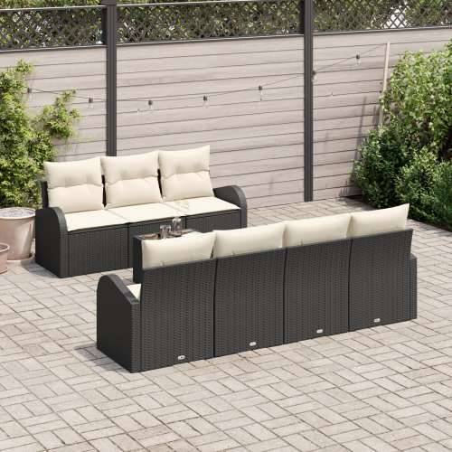 8-dijelni vrtni sofa set s jastučićima crna poli ratan Cijena