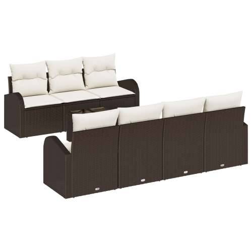 set od 8 vrtnih sofa s jastučićima smeđi poli ratan Cijena