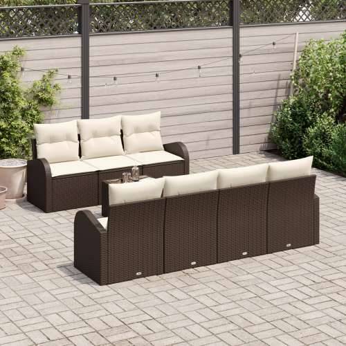 set od 8 vrtnih sofa s jastučićima smeđi poli ratan Cijena