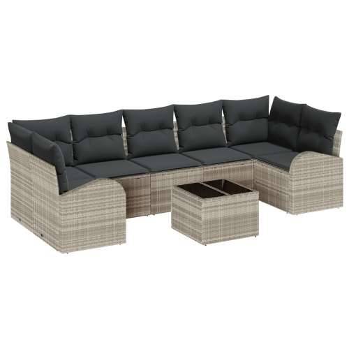 set od 8 komada vrtnih sofa s jastučićima svjetlosiva poli ratan Cijena