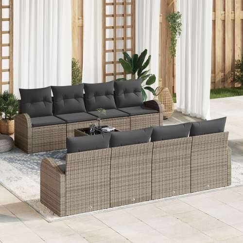 9 komada set vrtnih sofa s jastučićima Siva Poly Rattan Cijena