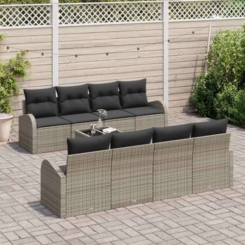 9 komada set vrtnih sofa s jastučićima Siva Poly Rattan Cijena