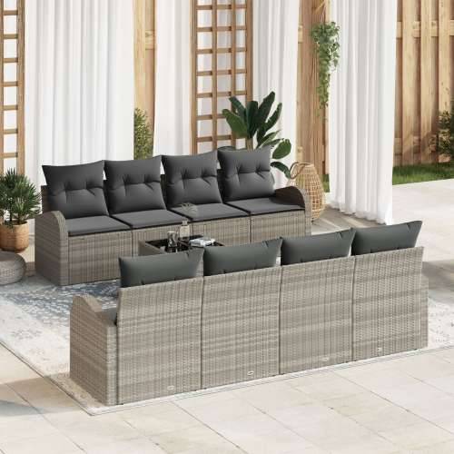 9 dijelni set vrtnih sofa s jastučićima svjetlosivog poli ratana Cijena