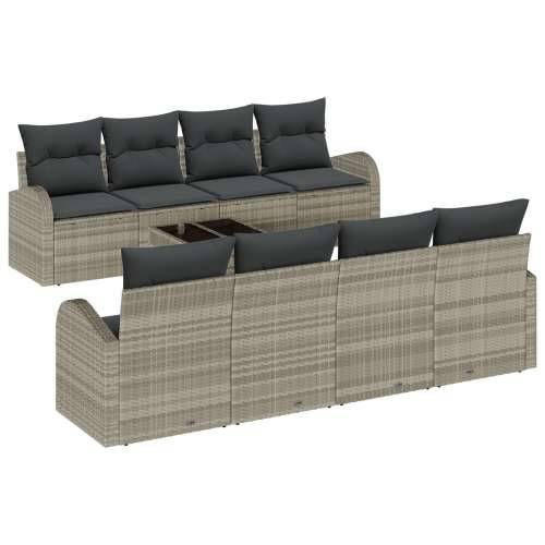 9 dijelni set vrtnih sofa s jastučićima svjetlosivog poli ratana Cijena